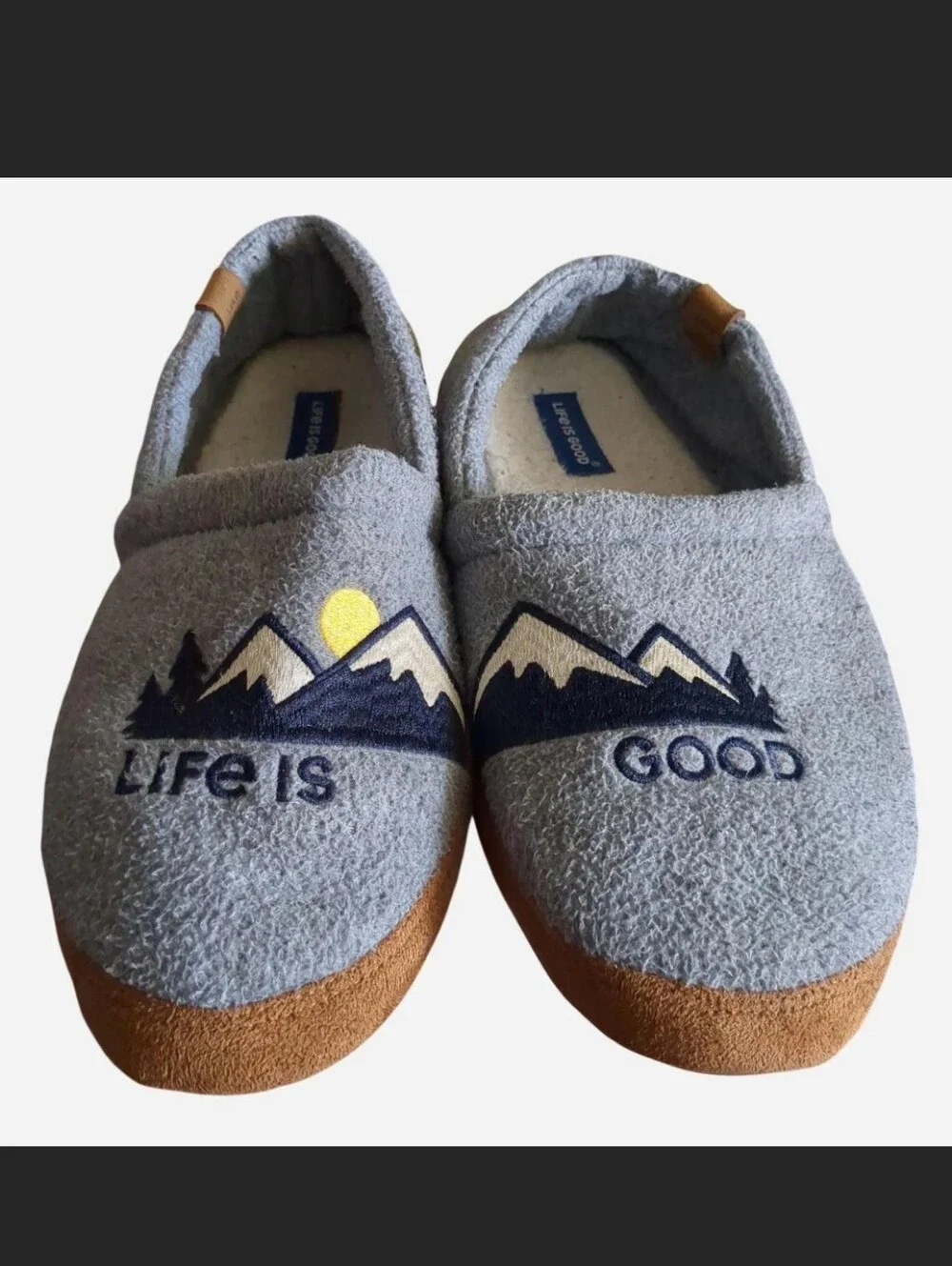 Vintage Style Life Is Good Mountain Fleece Slippers Gorpcore Mocs Size 10 M